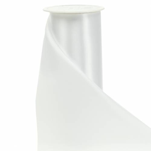 Floristik24 Fita de cetim fita de mesa branca 200mm 10m
