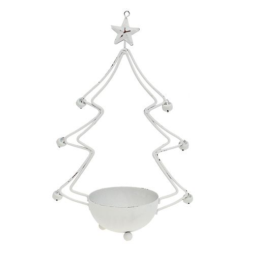 Floristik24 Árvore decorativa com tigela para tealight branco 25cm 2pcs