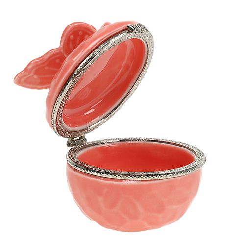 Floristik24 Caixa Deco com borboleta salmão Ø6cm A6cm