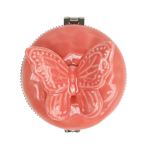 Floristik24 Caixa Deco com borboleta salmão Ø6cm A6cm