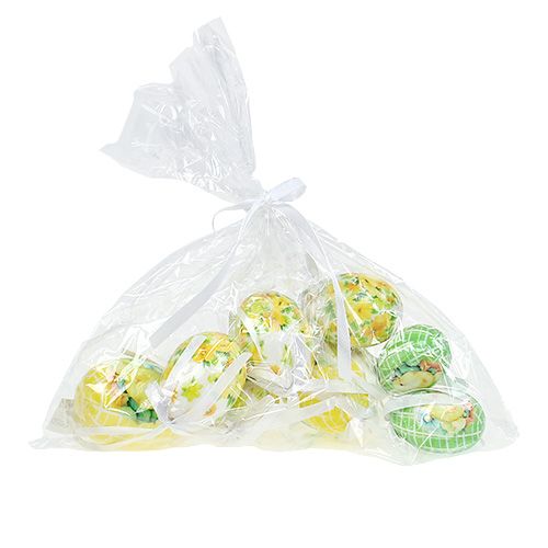 Floristik24 Ovos decorativos para pendurar verde-amarelo 5-8cm 8pcs