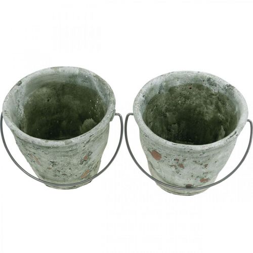 Floristik24 Balde decorativo, cerâmica para plantar, decoração de jardim, balde para plantas óptica antiga Ø13,5cm Alt12cm 2pçs