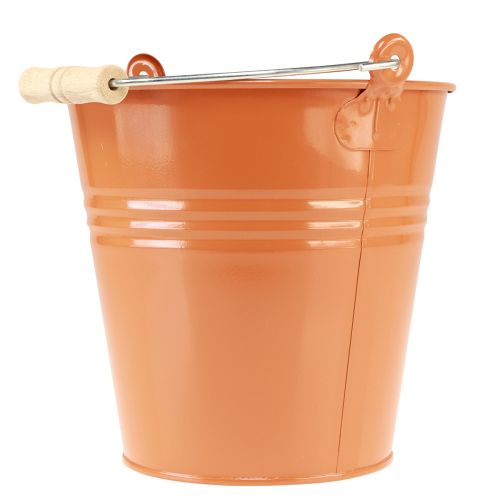 Itens Balde decorativo para plantador de metal laranja marrom Ø22cm Alt.21,5cm 6L