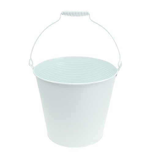 Floristik24 Balde decorativo branco com ranhuras Ø21cm Alt.19cm 1p