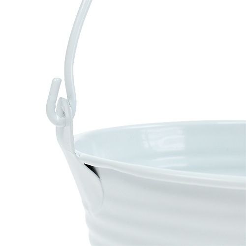 Floristik24 Balde decorativo branco com ranhuras Ø21cm Alt.19cm 1p