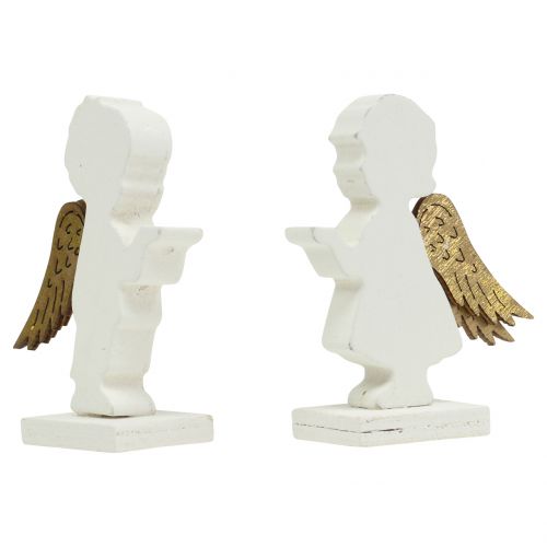 Floristik24 Anjo decorativo branco com asas de ouro 8,5 cm 8 unidades