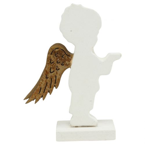 Floristik24 Anjo decorativo branco com asas de ouro 8,5 cm 8 unidades