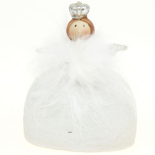 Floristik24 Anjo decorativo branco, prata 15,5 cm 2 unidades