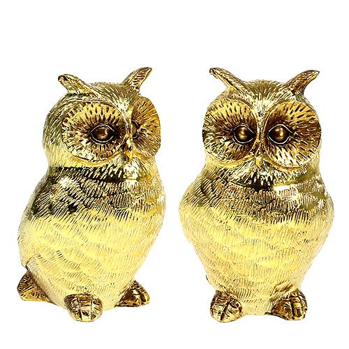 Floristik24 Coruja decorativa dourada, brilhante 12cm 4 unidades