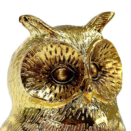Floristik24 Coruja decorativa dourada, brilhante 12cm 4 unidades