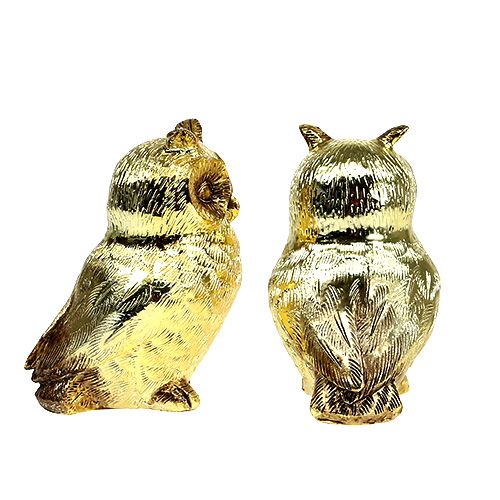 Floristik24 Coruja decorativa dourada, brilhante 12cm 4 unidades