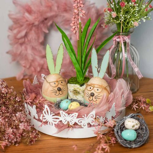 Floristik24 Coroa de penas Deco grande decoração de Páscoa rosa velho Ø24cm pena real