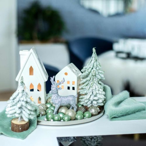 Floristik24 Corredor de mesa decorativo de fita de pele verde imitação de pele de hortelã 15 × 150cm