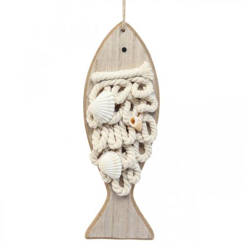 Pingente peixe deco madeira decoração marítima madeira 6,5×19,5cm