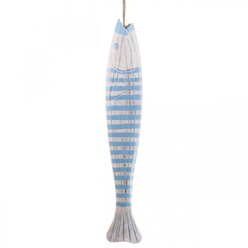 Madeira de peixe decorativo Peixe de madeira para pendurar azul claro Alt. 57,5cm