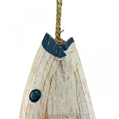 Floristik24 Madeira de peixe decorativo Peixe de madeira para pendurar Azul escuro Alt. 57,5cm