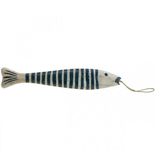 Floristik24 Madeira de peixe decorativo Peixe de madeira para pendurar Azul escuro Alt. 57,5cm