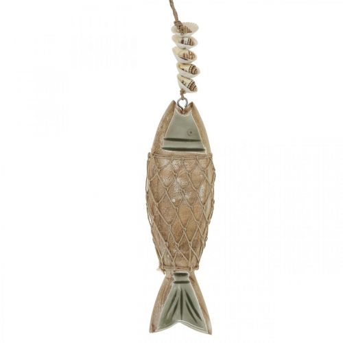 Deco peixe, peixe madeira Deco, pendente peixe madeira 21cm