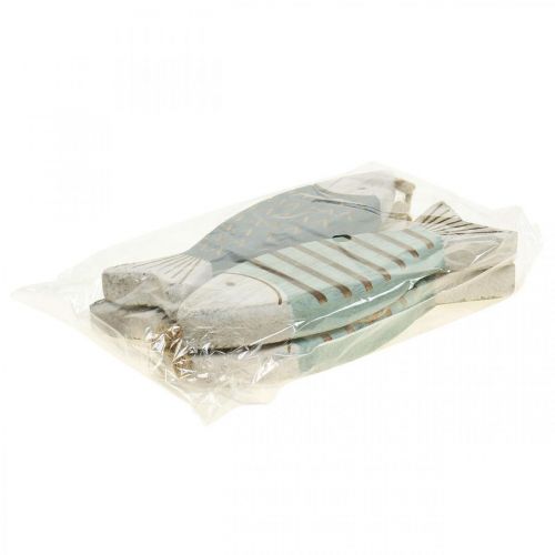Itens Deco peixe marítimo decoração pendurada peixe de madeira azul L16cm 4 unid.