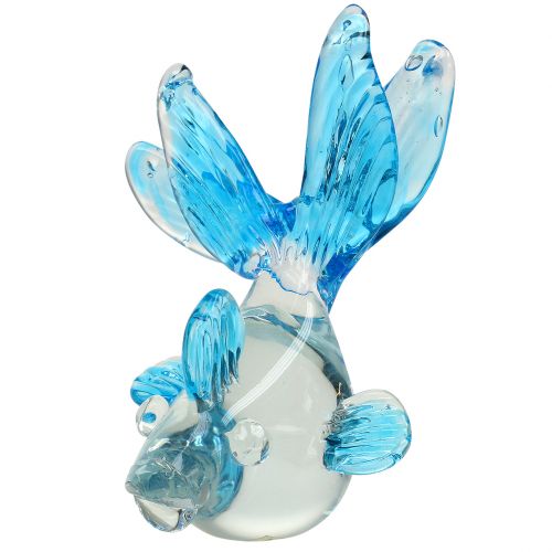 Peixes decorativos em vidro transparente azul 15cm