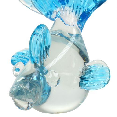 Itens Peixes decorativos em vidro transparente azul 15cm
