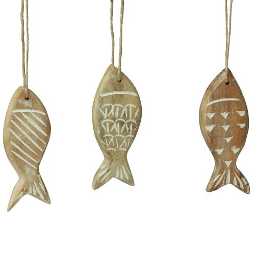 Itens Peixe decorativo para pendurar peixe de madeira marrom branco sortido 10cm 4 peças