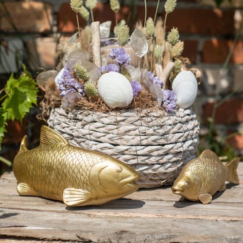 Floristik24 Peixes decorativos para colocar, escultura de peixe poliresina dourada grande L25cm