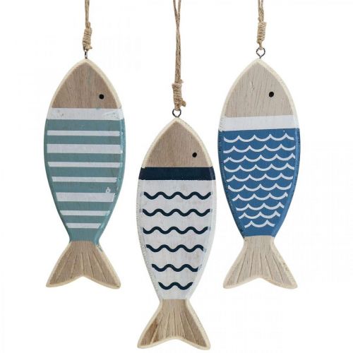 Floristik24 Peixe deco, decoração de peixe de madeira, pingente de peixe de madeira 15cm 3uds