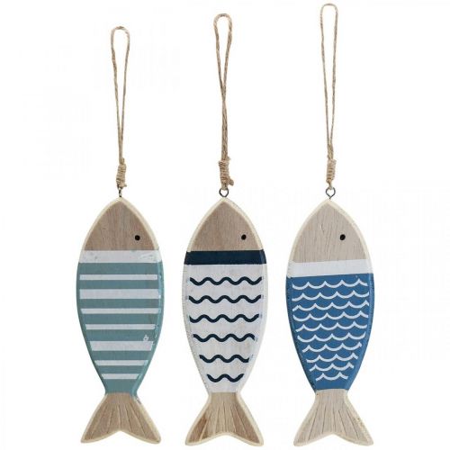 Itens Peixe deco, decoração de peixe de madeira, pingente de peixe de madeira 15cm 3uds