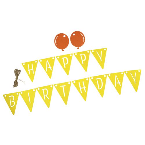 Guirlanda decorativa de corrente de flâmula de aniversário feita de feltro amarelo laranja 300 cm