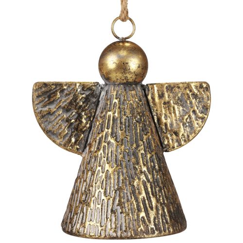 Floristik24 Sino decorativo anjo de Natal, decoração de sino de Natal dourado antigo look 21 cm