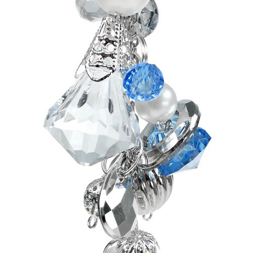Floristik24 Cabide decorativo prata, azul L 23cm