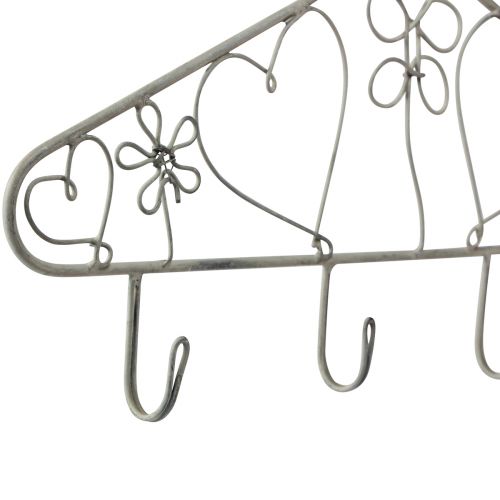 Floristik24 Cabide decorativo com ganchos vintage cinza 40×23cm