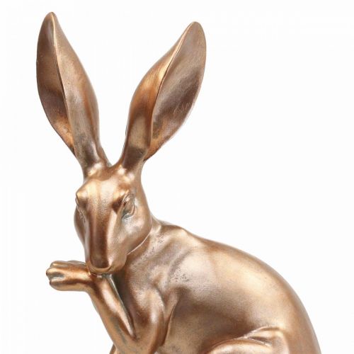 Floristik24 Deco coelhinho dourado sentado par de coelhinhos da páscoa Alt. 30,5cm 2uds