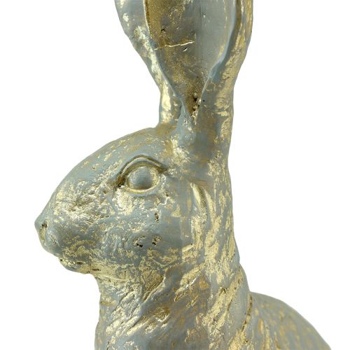 Floristik24 Coelhinho Decorativo Sentado Cinza Dourado Vintage Páscoa 20,5x11x37cm