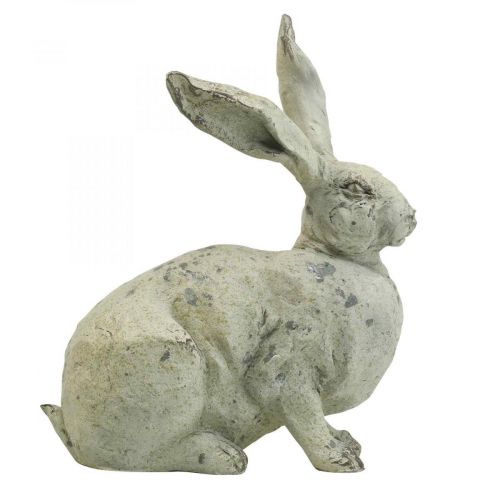 Floristik24 Coelhinho decorativo sentado em pedra decoração de jardim H30cm 2uds