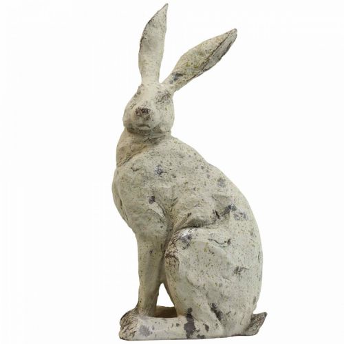Floristik24 Coelhinho decorativo sentado em pedra decoração de jardim H30cm 2uds