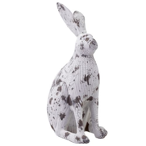 Itens Coelhinhos decorativos branco vintage madeira look Páscoa Alt.14,5/24,5cm 2 unidades