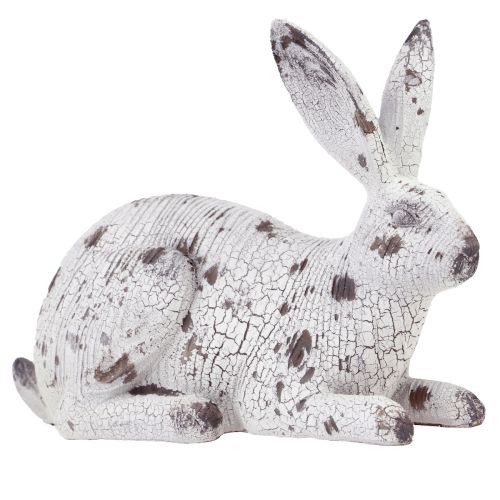 Itens Coelhinhos decorativos branco vintage madeira look Páscoa Alt.14,5/24,5cm 2 unidades
