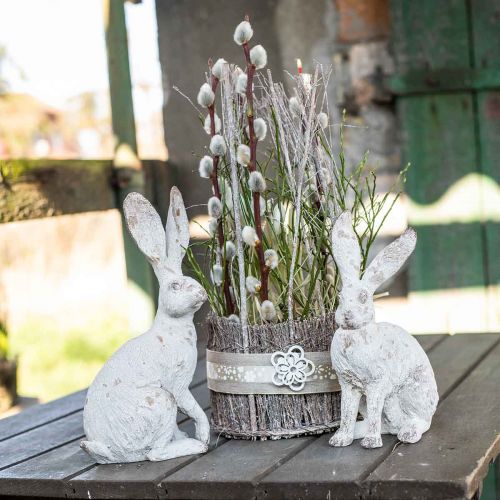 Floristik24 Coelho decorativo sentado decoração de primavera chique gasto H25cm 2 unidades