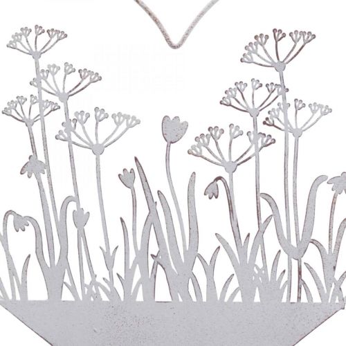 Floristik24 Decorativo coração standee metal madeira branco decoração primavera H31cm