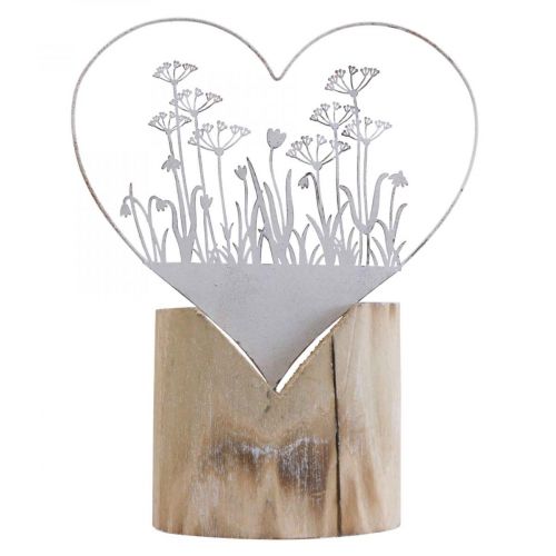 Itens Decorativo coração standee metal madeira branco decoração primavera H31cm