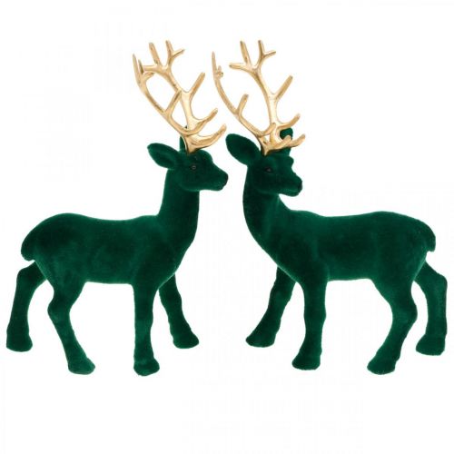 Itens Deco veado verde e dourado decoração de Natal figuras de veado 20 cm 2 unidades