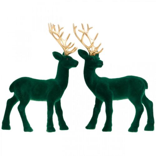 Itens Deco veado verde e dourado decoração de Natal figuras de veado 20 cm 2 unidades