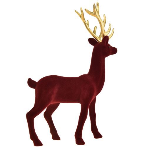 Itens Estatueta Deco Deer Reindeer Bordeaux Gold Flocado Alt.37cm