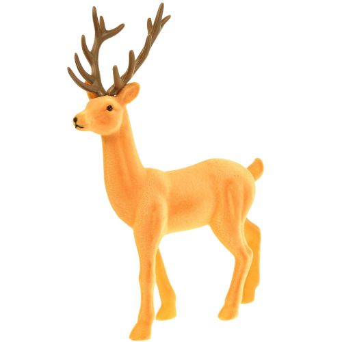 Floristik24 Figura decorativa de rena de veado amarelo marrom flocada 37 cm