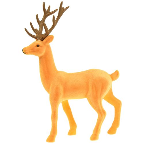 Itens Figura decorativa de rena de veado amarelo marrom flocada 37 cm