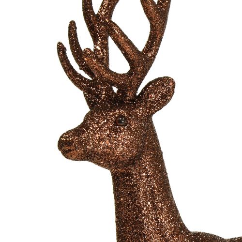 Itens Figura decorativa de veado rena cobre decoração glitter Alt.37cm