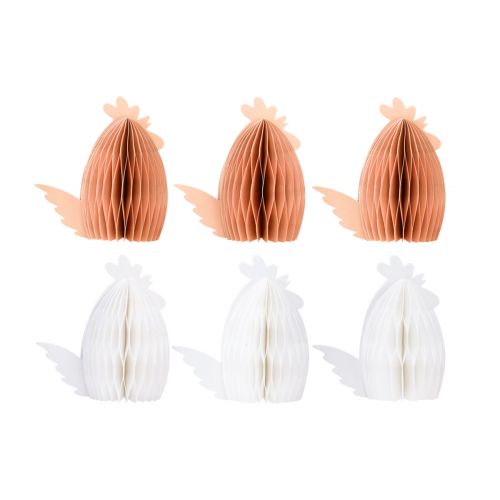 Itens Papel decorativo favo de mel frango galo branco laranja 7,5×4,5×8cm 6 un