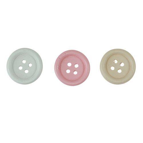 Floristik24 Botões Decorativos para Artesanato Madeira Ø2cm Creme Rosa Branco 210 Unidades